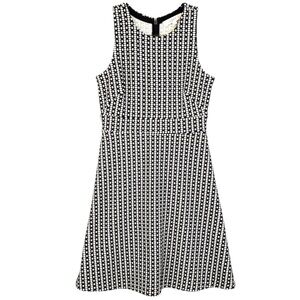 NEW Ann Taylor LOFT Sleeveless Knee-Length Fit & Flare Dress Black Geo Print 2